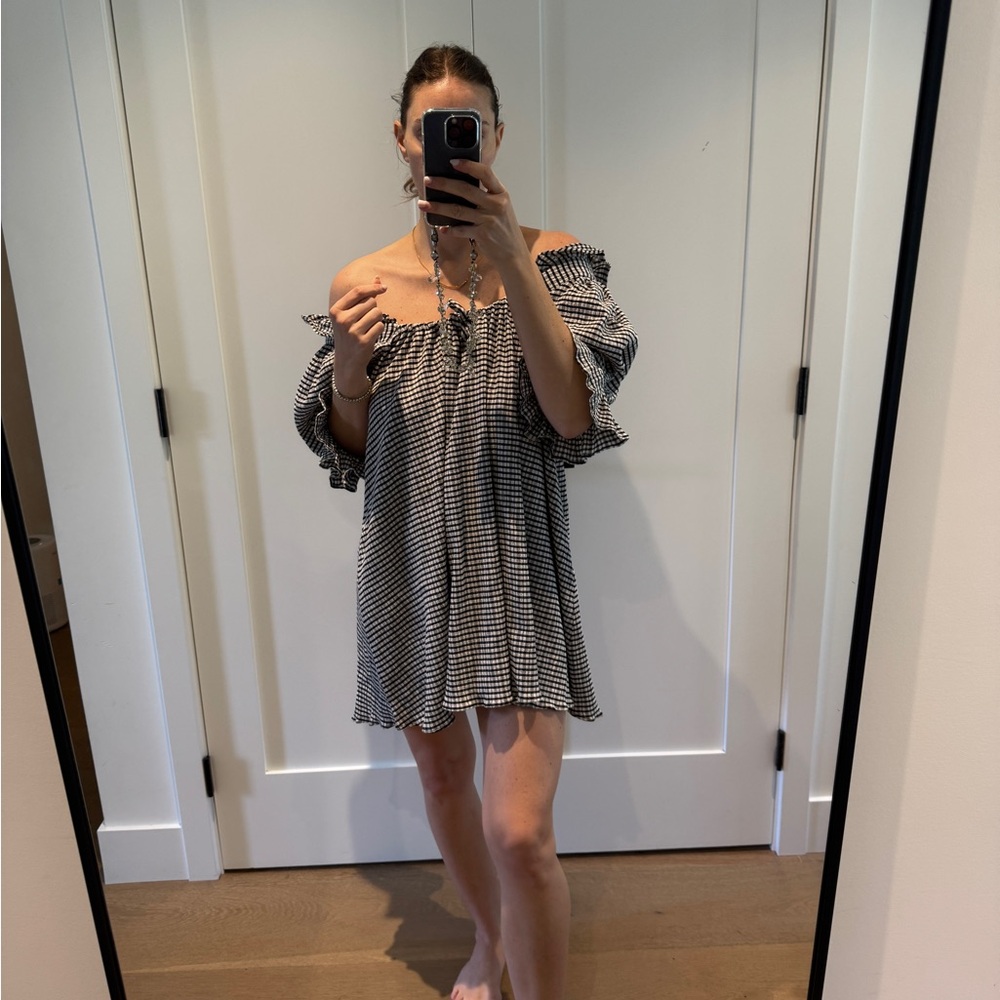 Elegant Black and White Off-Shoulder Dress
